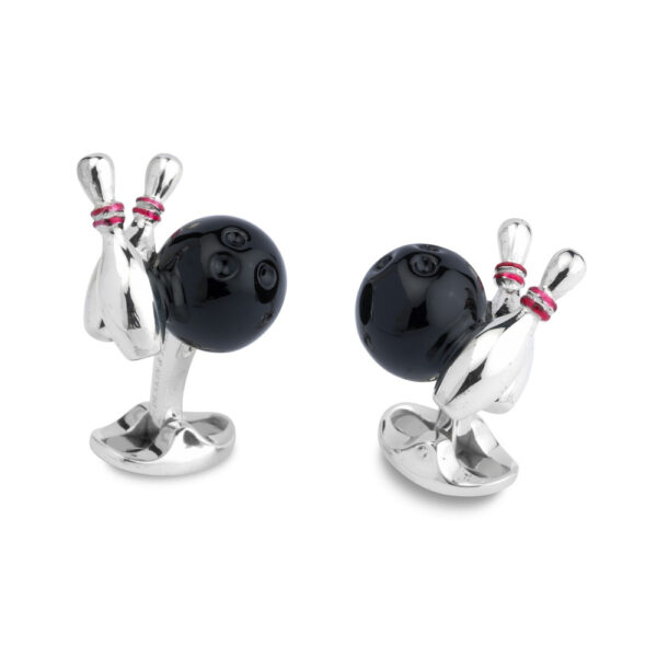 Silver and Enamel Deakin & Francis Ten Pin Bowling Cufflinks