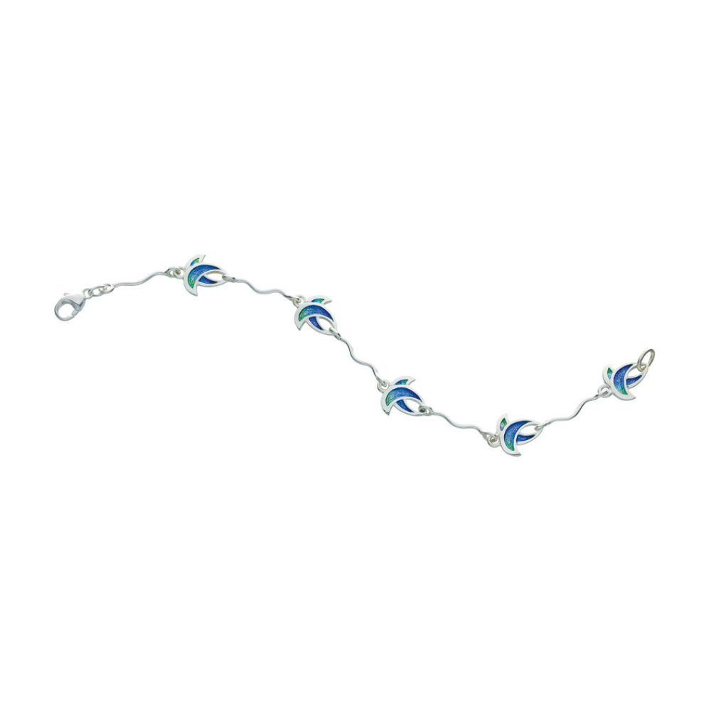Sheila Fleet Sterling Silver and Enamel Summer Splash Bracelet