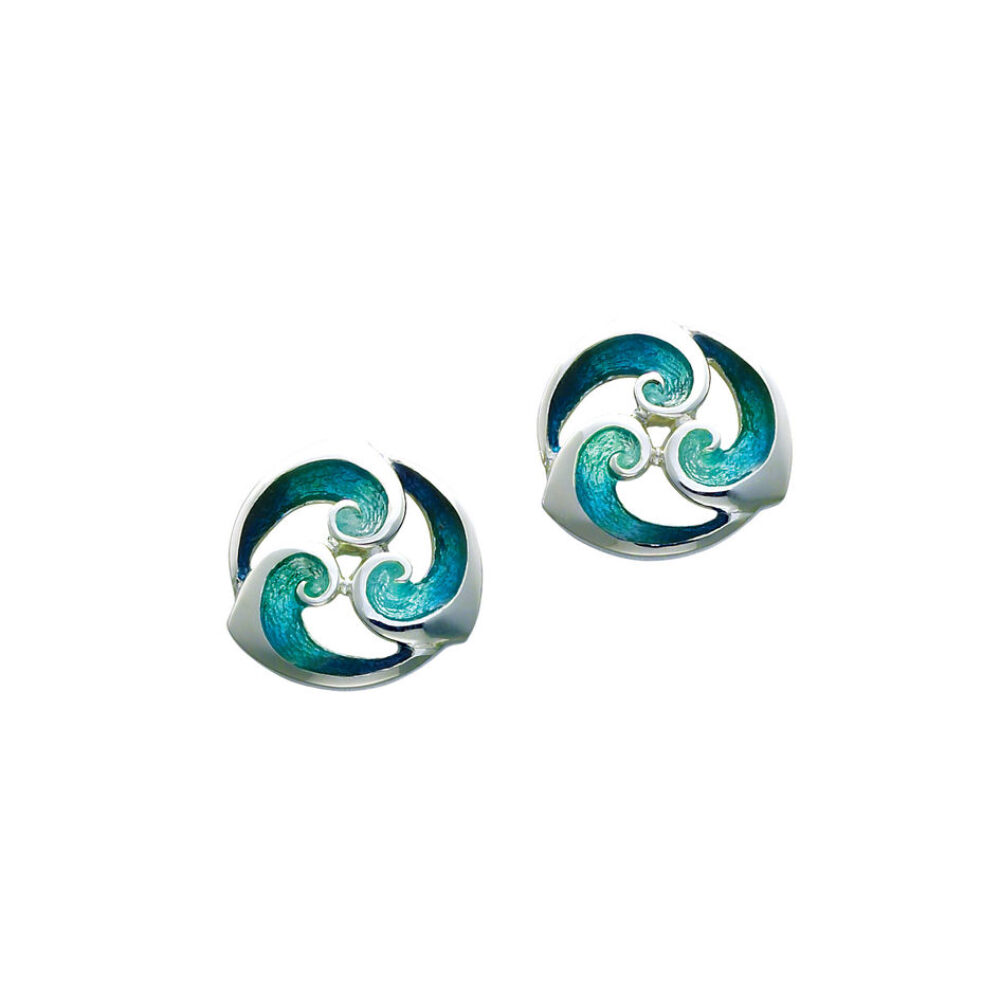 Sheila Fleet Sterling Silver and Enamel Breckon Earrings