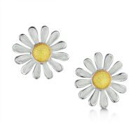 Sheila Fleet Sterling Silver and Enamel Daisies at Dawn Earrings