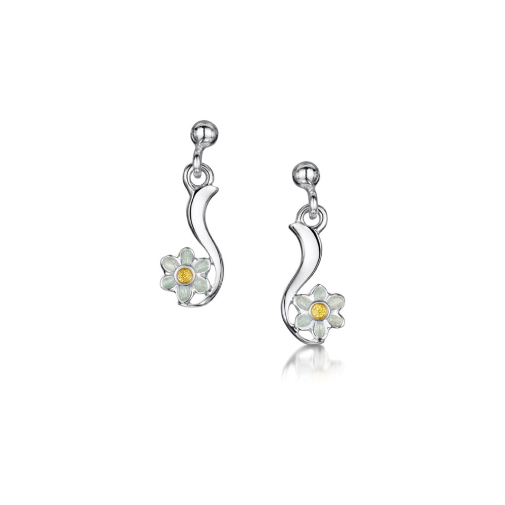 Sheila Fleet Sterling Silver and Enamel Daisies at Dawn Earrings