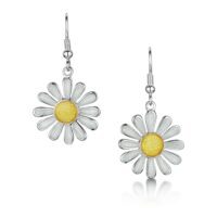 Sheila Fleet Sterling Silver and Enamel Daisies at Dawn Earrings