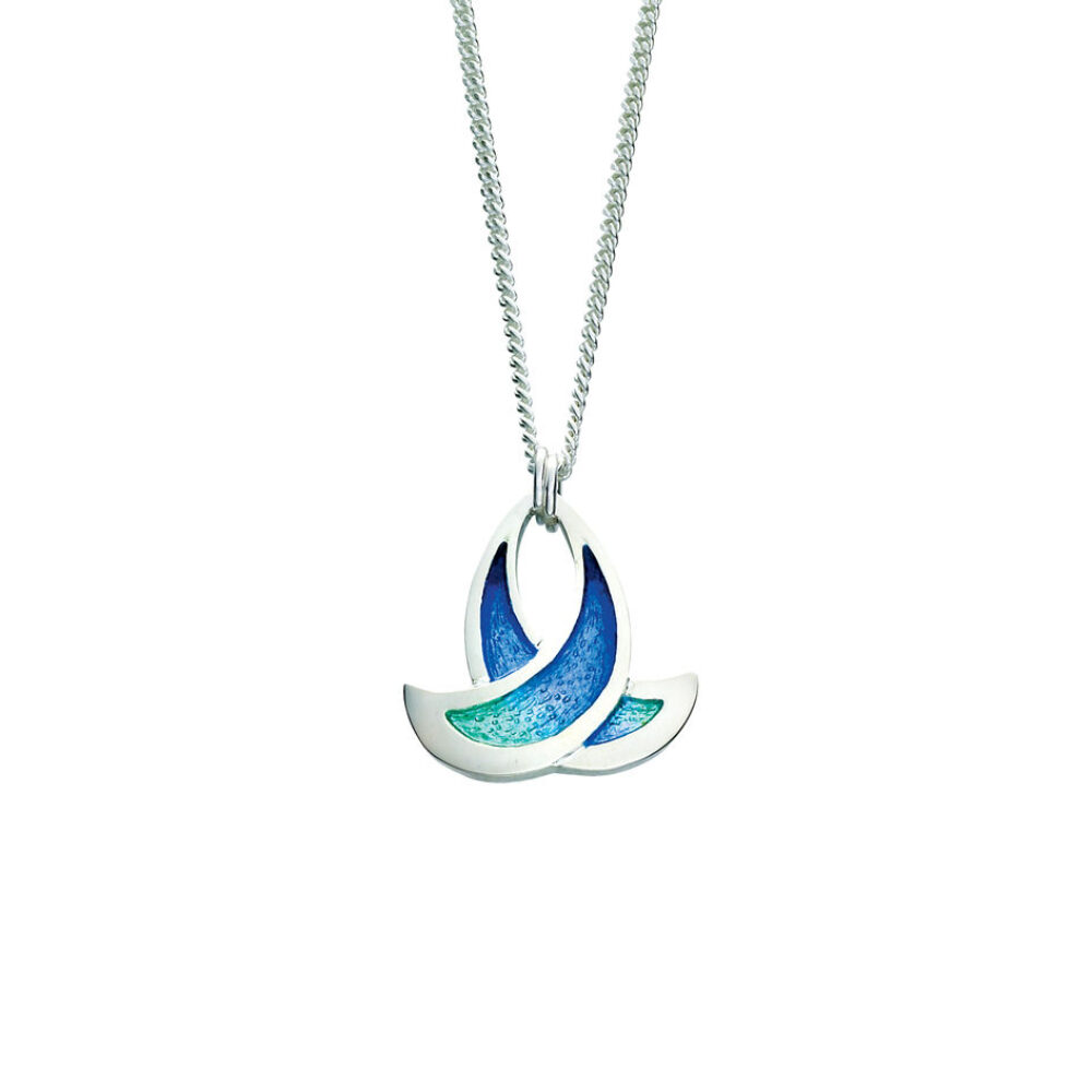 Sheila Fleet Sterling Silver and Enamel Summer Splash Pendant