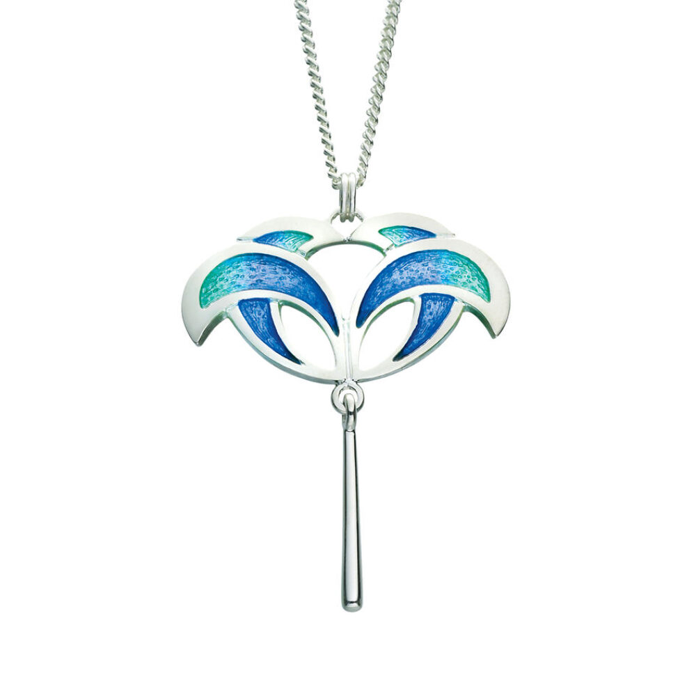 Sheila Fleet Sterling Silver and Enamel Summer Splash Pendant