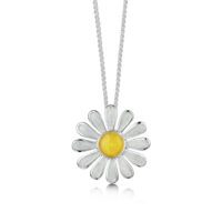 Sheila Fleet Sterling Silver and Enamel Daisies at Dawn Pendant