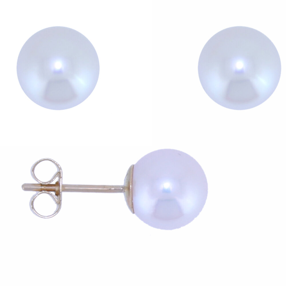 Akoya Cultured Pearl single stone earrings 8.0 – 8.5mm 9ct yellow gold mounts