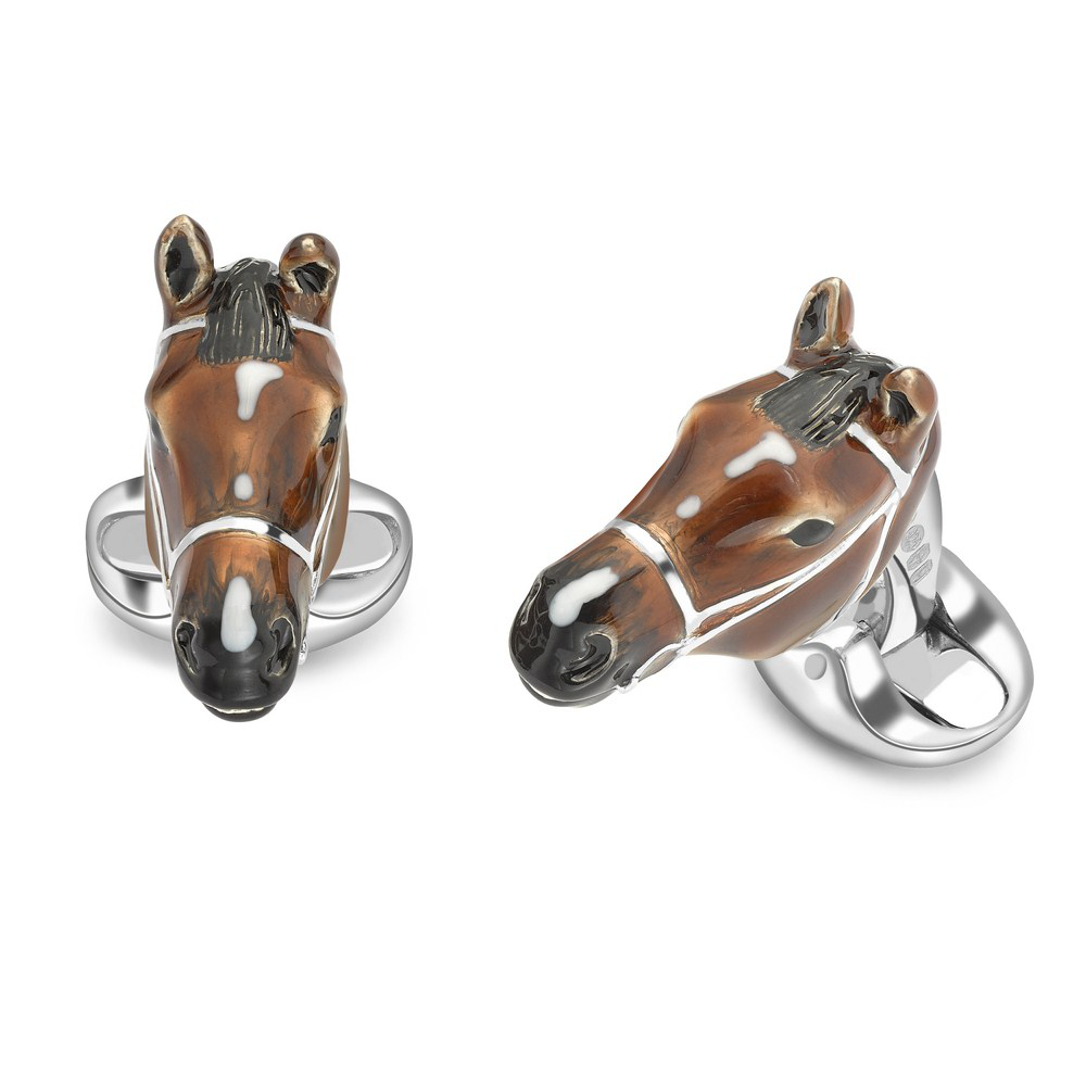 Silver and Enamel Deakin & Francis Horse’s Head Cufflinks
