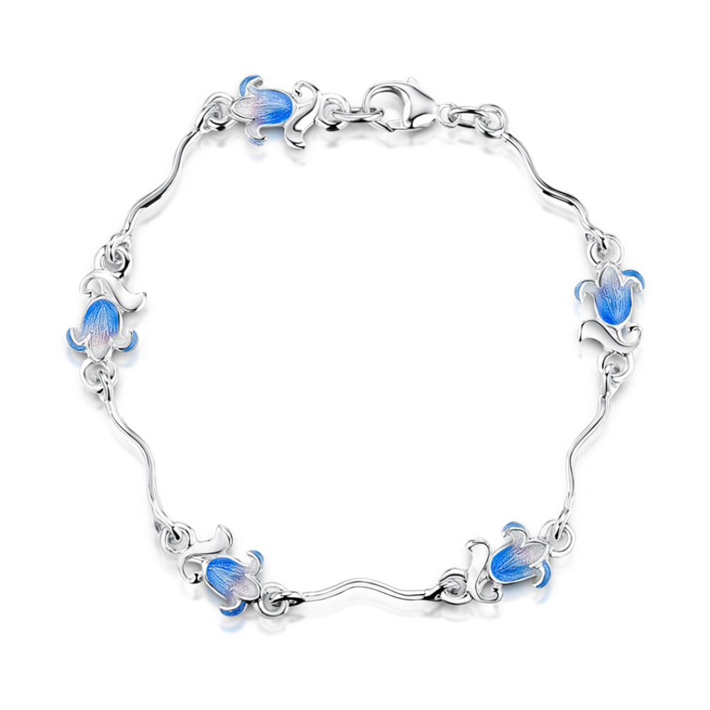 Sheila Fleet Sterling Silver and Enamel Bluebell Bracelet