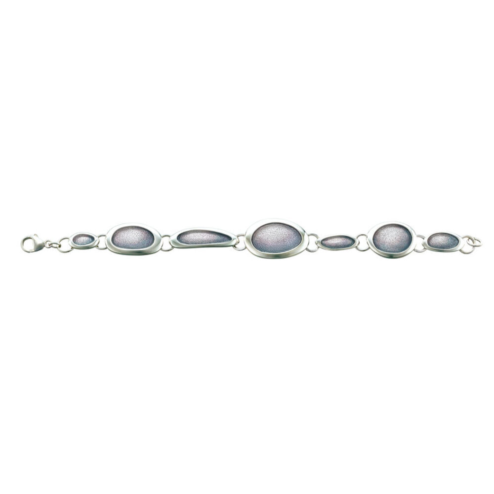 Sheila Fleet Sterling Silver and Enamel Shoreline Pebble Bracelet