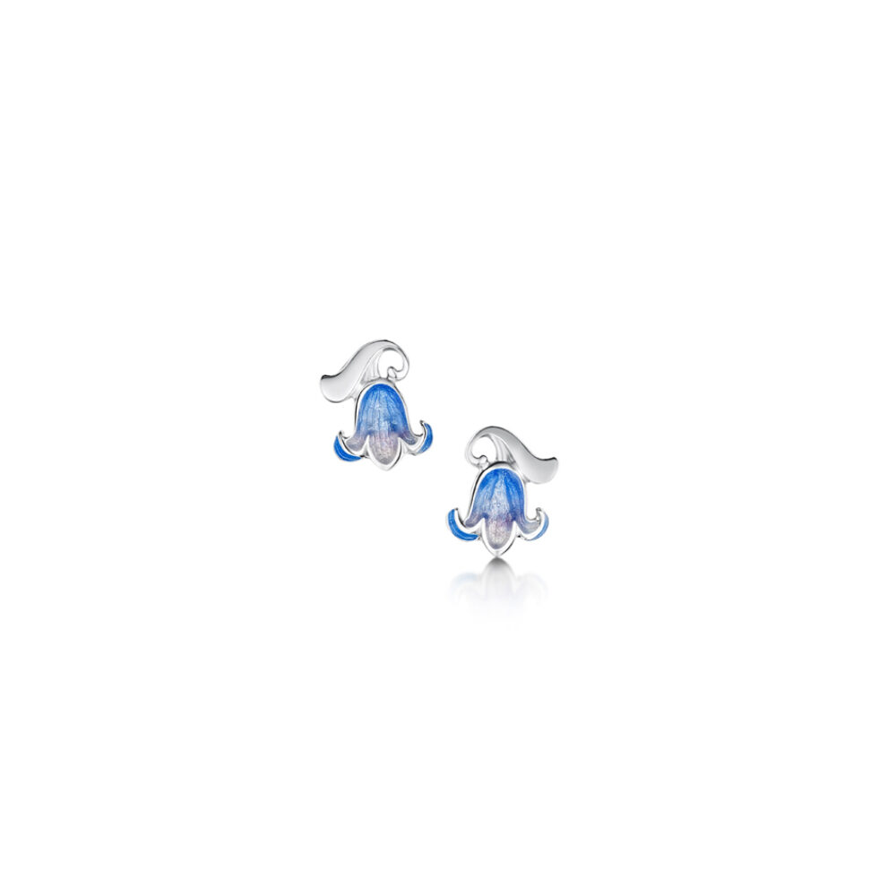 Sheila Fleet Sterling Silver and Enamel Bluebell Earrings