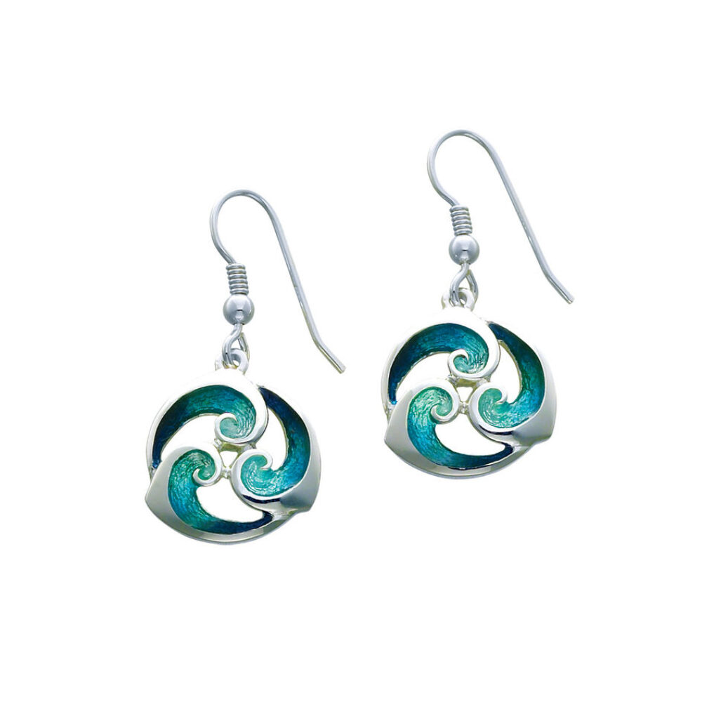Sheila Fleet Sterling Silver and Enamel Breckon Drop Earrings