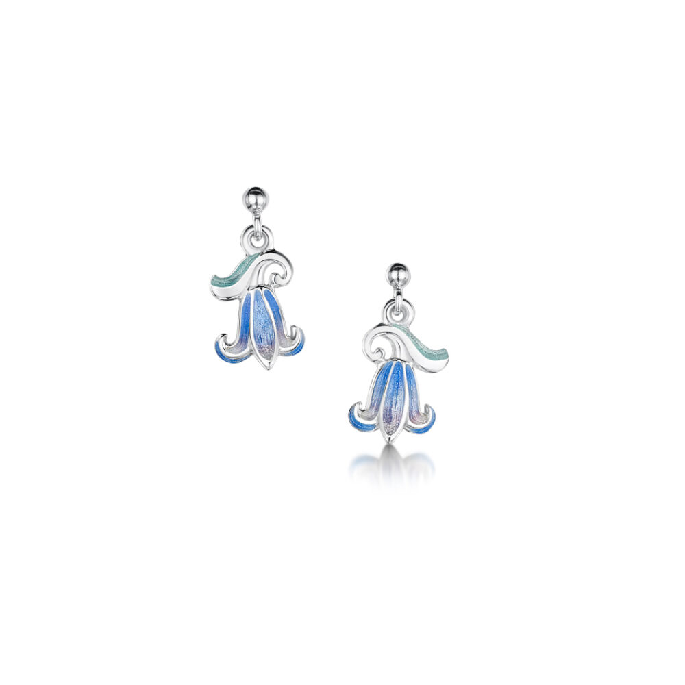 Sheila Fleet Sterling Silver and Enamel Bluebell Earrings