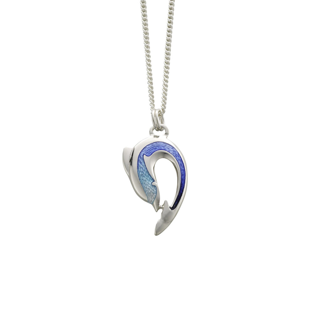 Sheila Fleet Sterling Silver and Enamel Dolphin Pendant