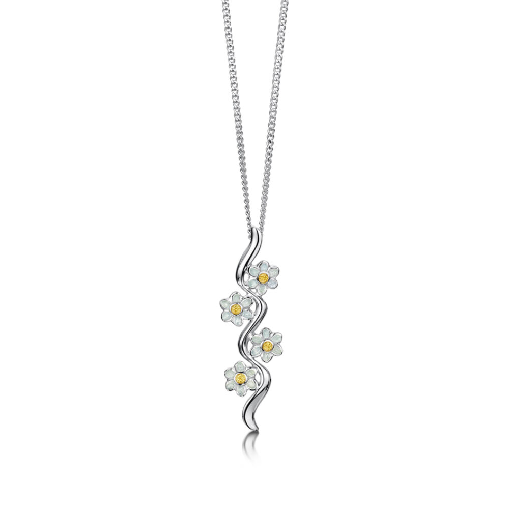 Sheila Fleet Sterling Silver and Enamel Daisies at Dawn Pendant
