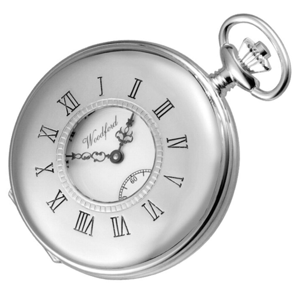 Sterling Silver Half Hunter Swiss Jewel Lever Woodford Pocket Watch