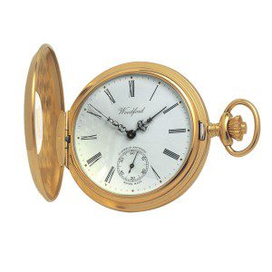 1015 Gold plated half hunter Woodford pocket watch