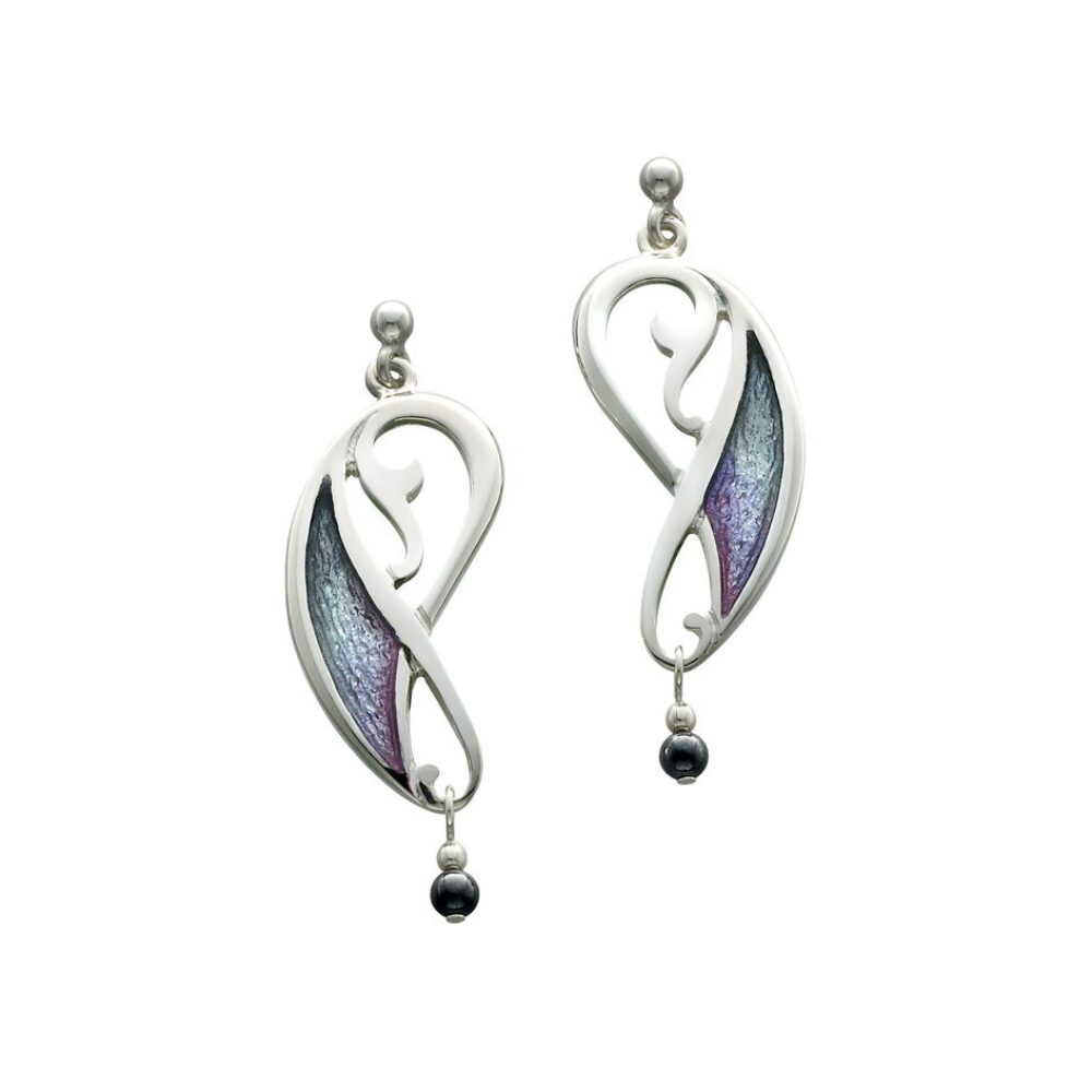 Sheila Fleet Sterling Silver and Enamel Millsands Drop Earrings