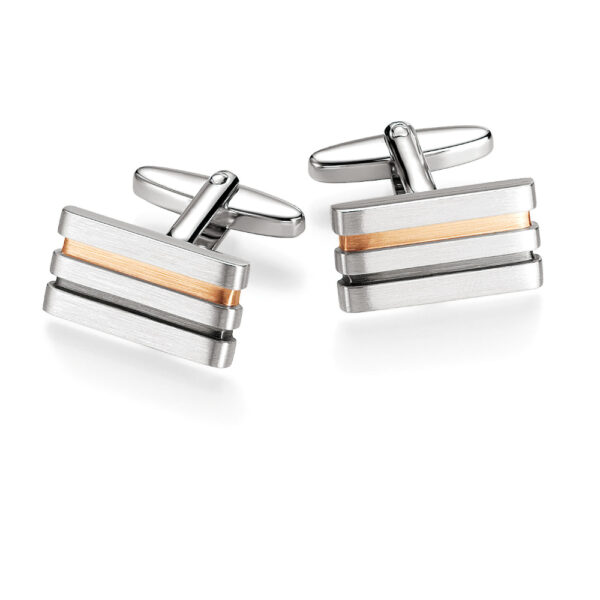 Sterling Silver, Rose gold and black Swivel cufflinks