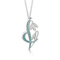 Sheila Fleet Sterling Silver and Enamel Snowdrop Pendant