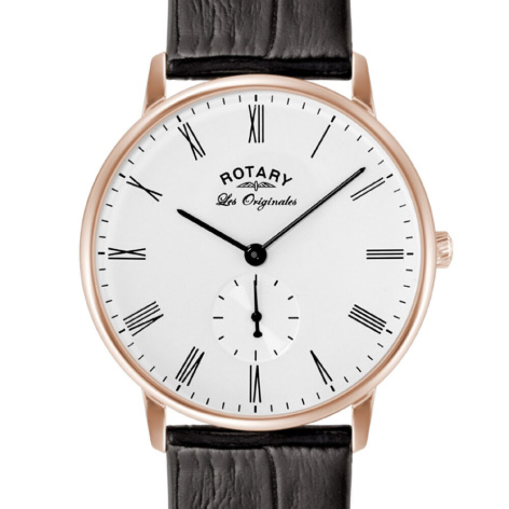 Rotary – Gents Rose gold plated Kensington Strap Watch