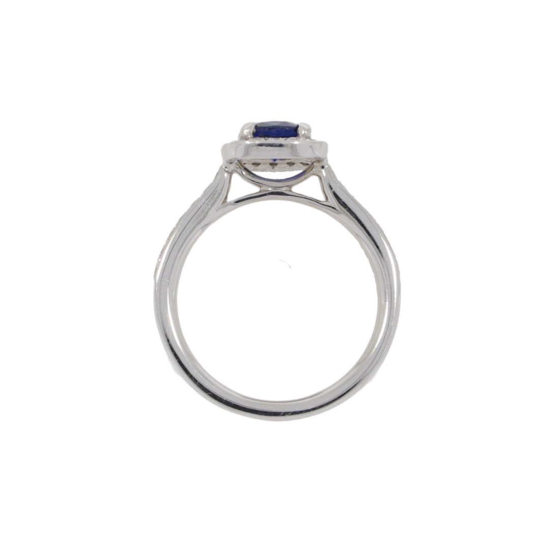 A112.4 Sapphire and diamond halo cluster ring top