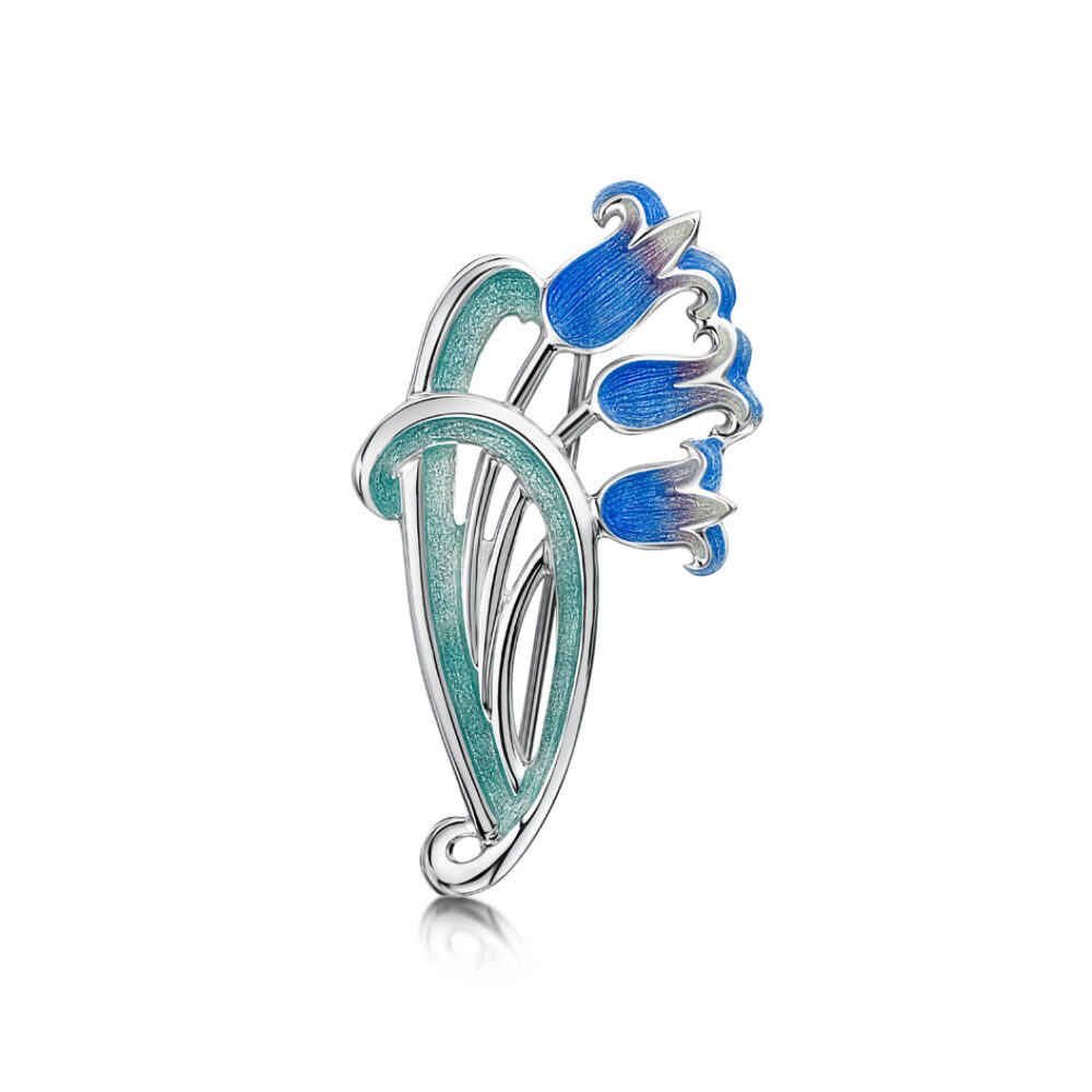 Sheila Fleet Sterling Silver and enamel Bluebell Brooch