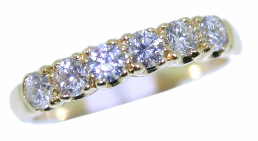 Diamond six stone half eternity ring 0.56ct, 18ct yellow gold mount