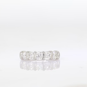 Diamond 5 stone bar set ring, 1.38cts platinum mount video
