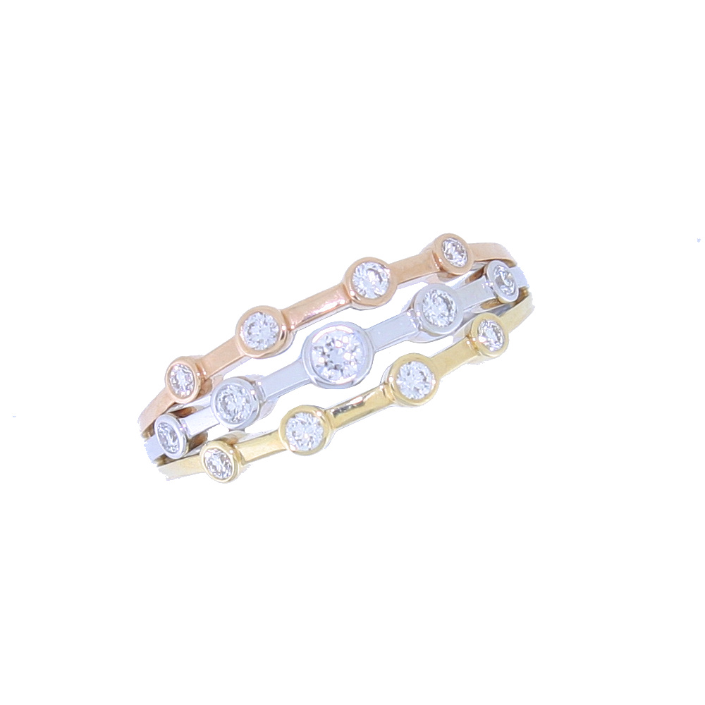 Diamond three row dress ring, 18ct white, yellow and rose gold mount