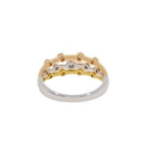 S60.4 Diamond three row 3 colour gold ring back