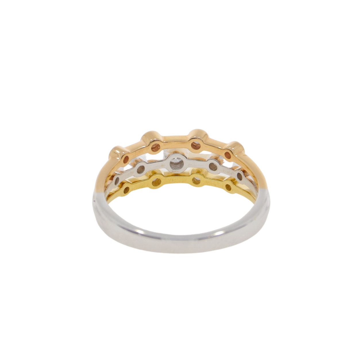 S60.4 Diamond three row 3 colour gold ring back
