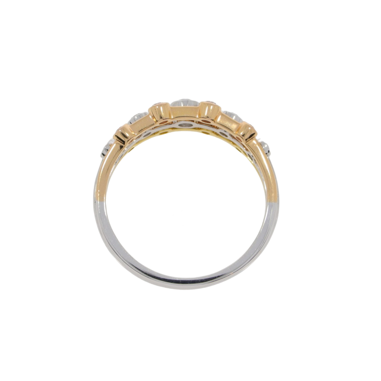 S60.4 Diamond three row 3 colour gold ring top