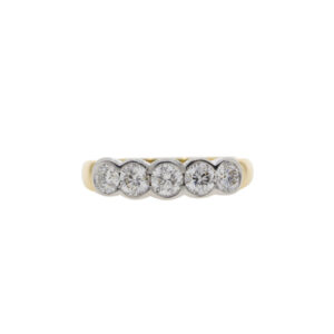 W48.4 Diamond 5 stone rub over ring 1.02cts