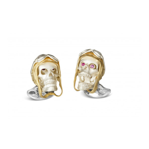 Sterling Silver and enamel Deakin & Francis Skull Aviator Cufflinks