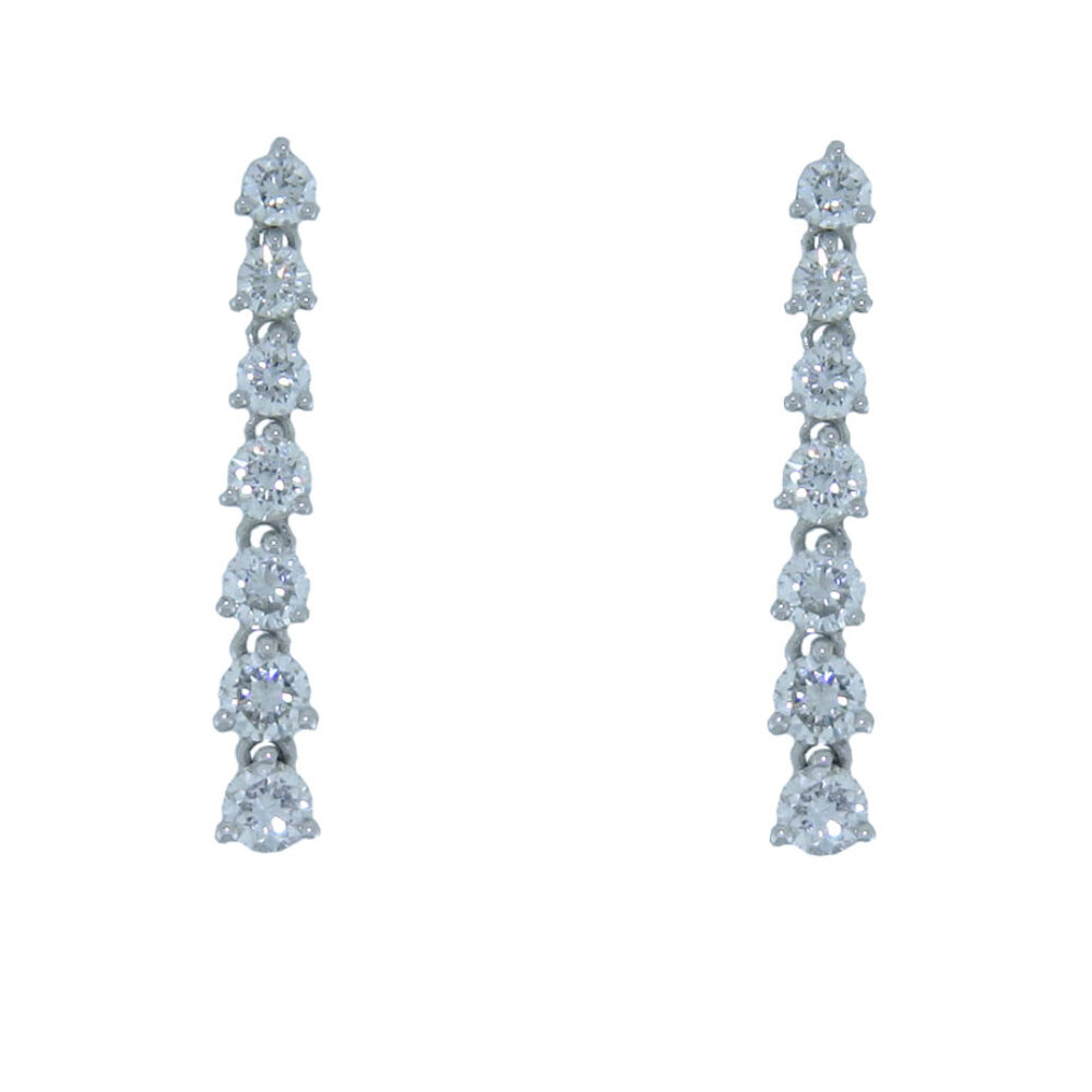 Diamond 7 stone drop earrings, 18ct white gold mounts