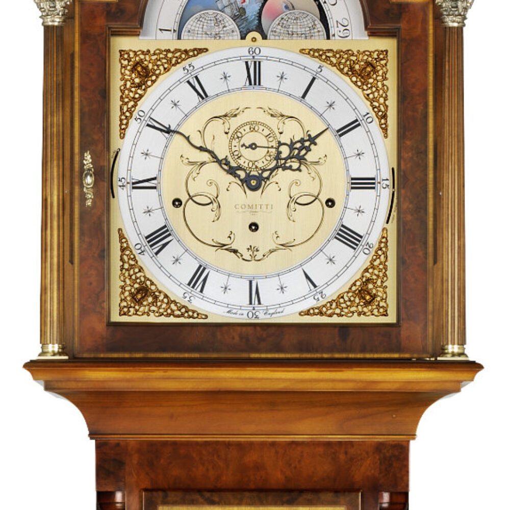 The Kensington 8 day burr Walnut Comitti Triple chime Grandfather C2207TCH
