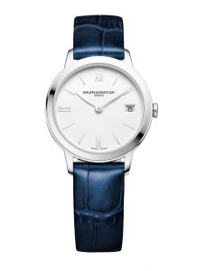 Baume et Mercier my Classima 10353 front quartz 31 mm steel blue leather
