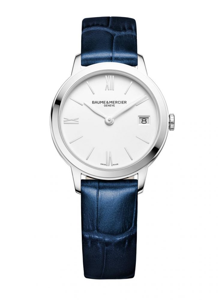Baume et Mercier my Classima 10353 front quartz 31 mm steel blue leather