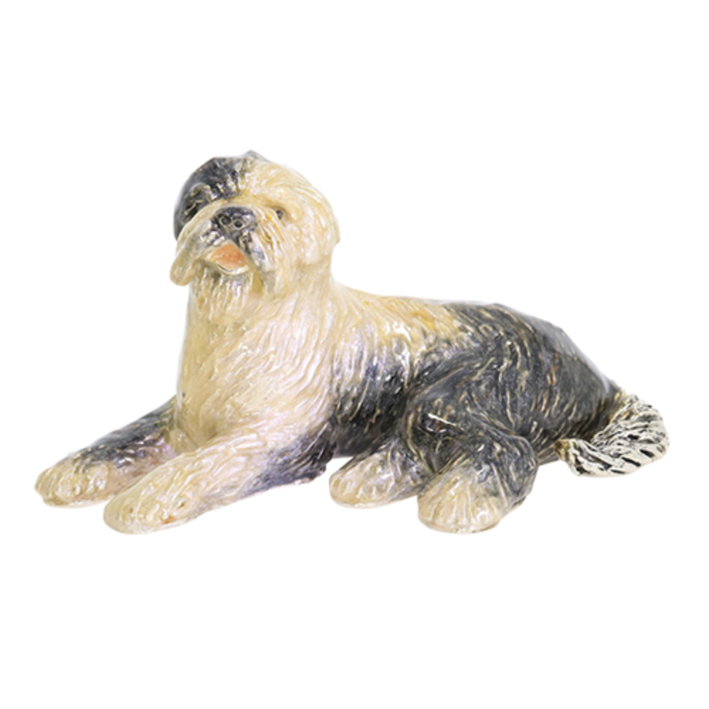 Saturno Sterling Silver and enamel Dog – Old English Sheepdog Ornament
