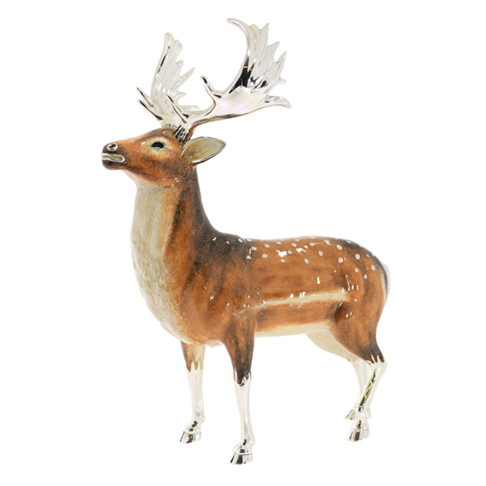 Saturno Sterling Silver and enamel very large Fallow Deer Ornament