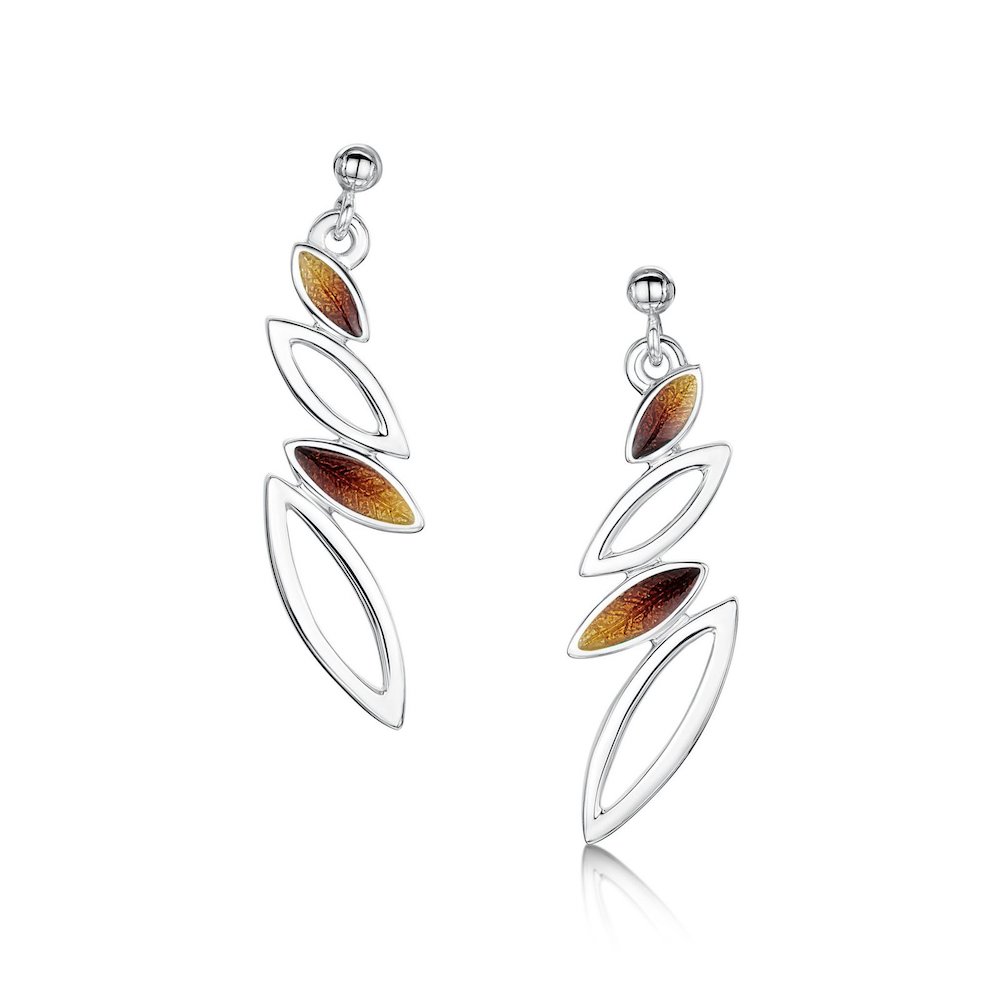Sheila Fleet Sterling Silver and Enamel Seasons Drop Earrings