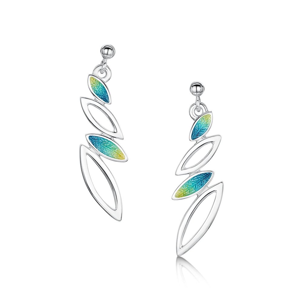 Sheila Fleet Sterling Silver and Enamel Seasons Drop Earrings