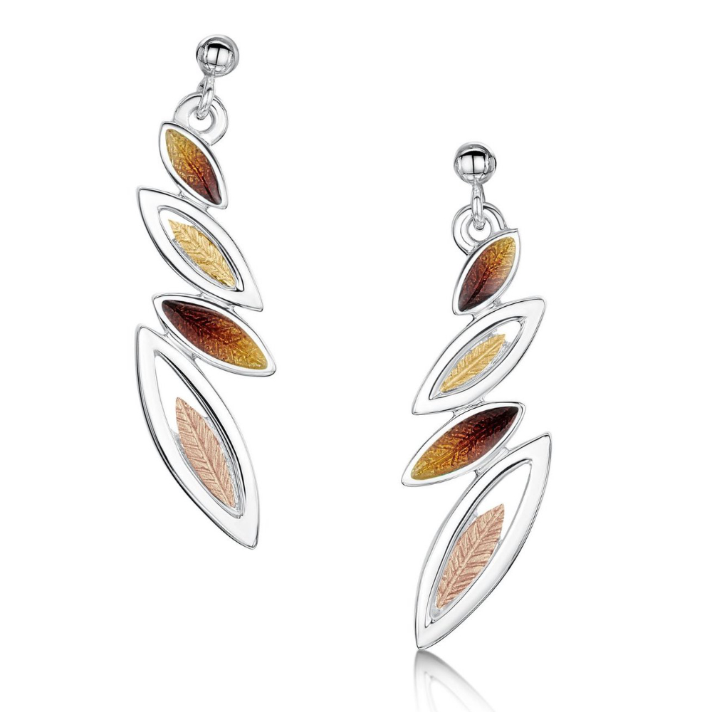 Sheila Fleet Sterling Silver, Enamel & 9ct gold Seasons Drop Earrings