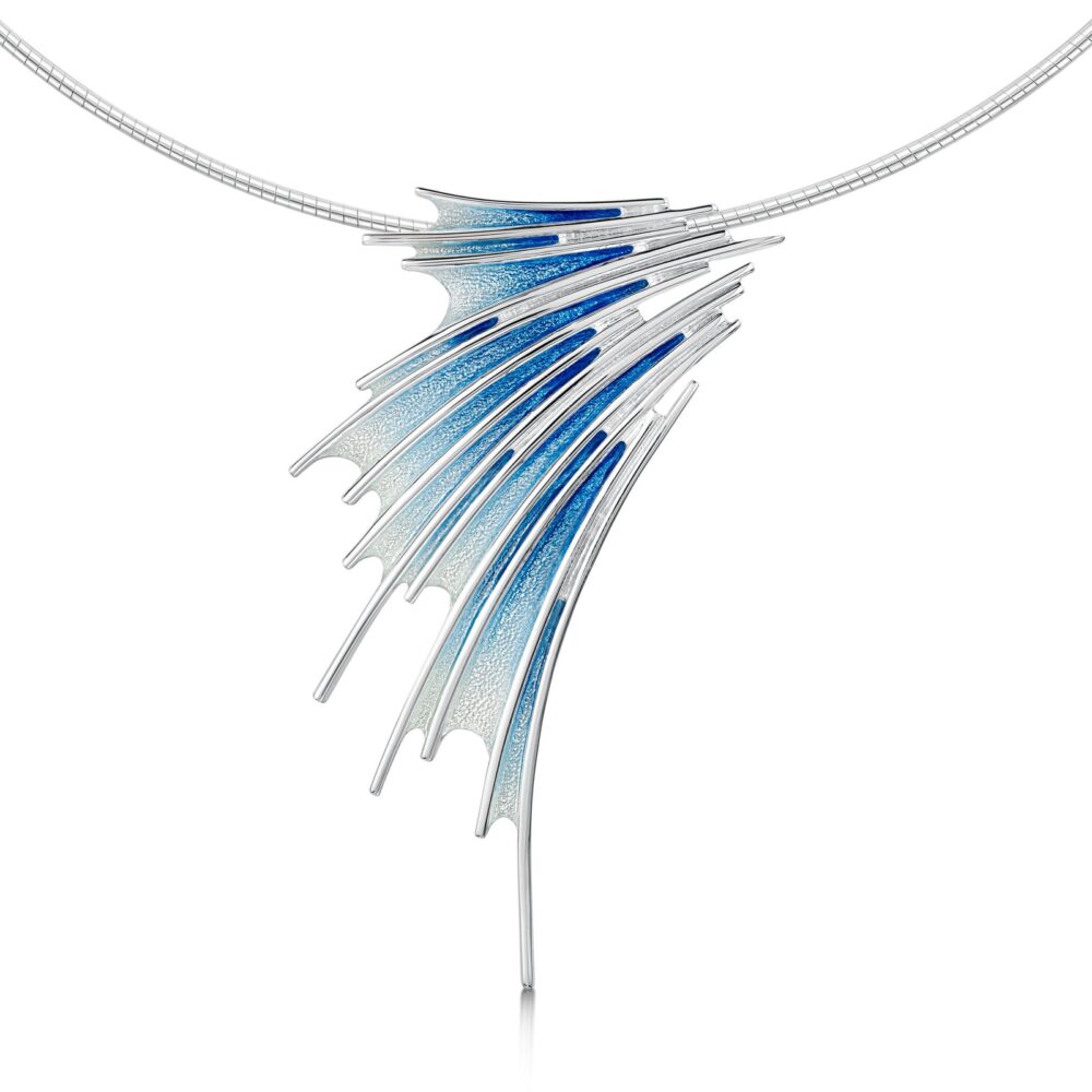 Sterling silver and enamel Sheila Fleet Cascade pendant on neckwire