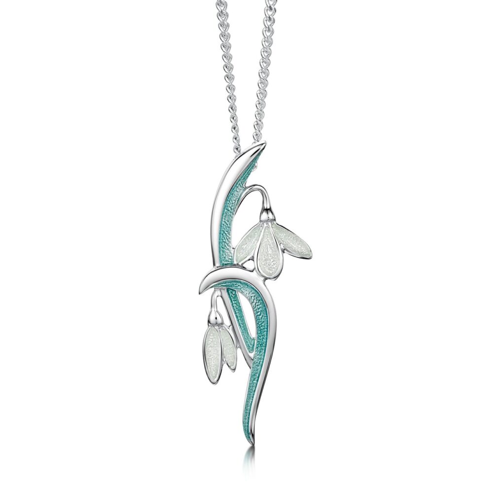 Sheila Fleet Sterling Silver and Enamel Snowdrop Pendant