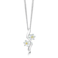 Sheila Fleet Sterling Silver and Enamel Daisies at Dawn Pendant