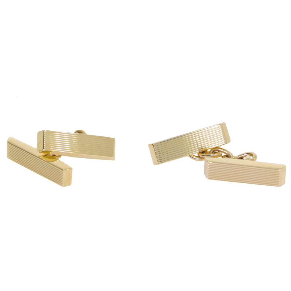 Gold – 9ct yellow gold oblong chain cufflinks