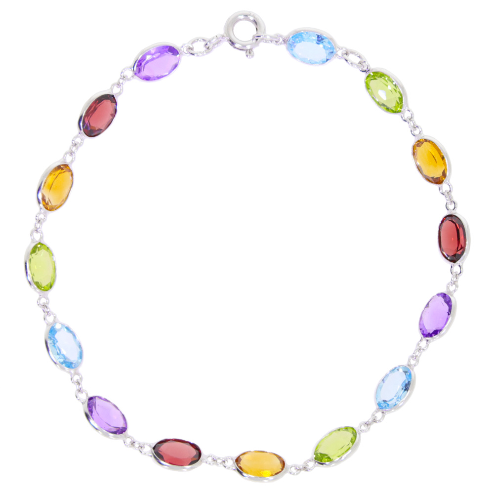 Multi Gemstone and 18ct white gold bracelet