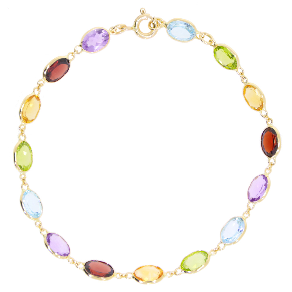 Multi Gemstone and 18ct yellow gold bracelet