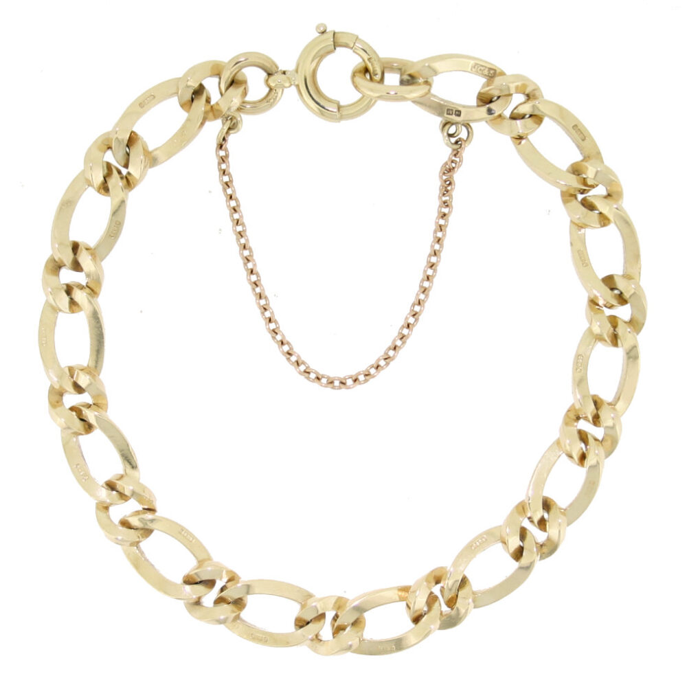 9ct yellow gold fancy curb link bracelet